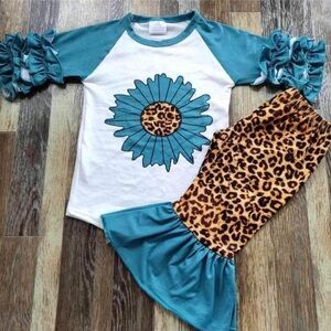 Turquoise leopard print set